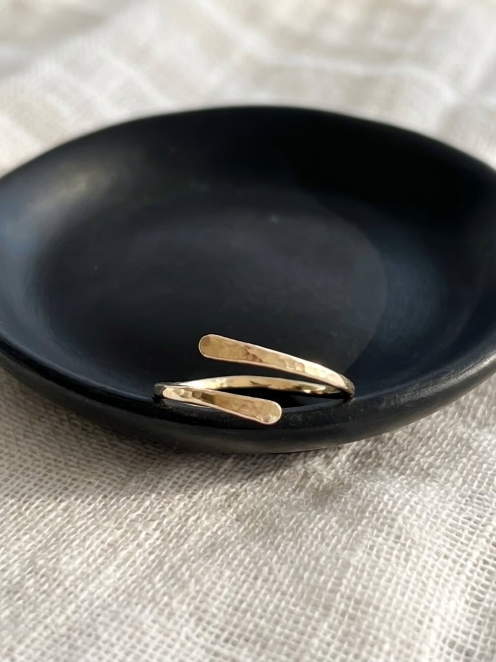 Gold Filled Cuff / Wrap Ring; Hammered Open Ring; Adjustable Stacking Ring